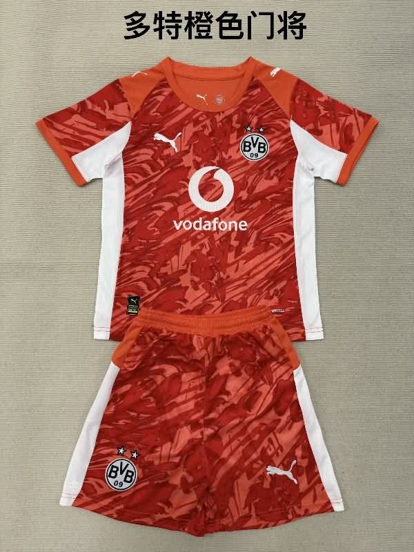 25/26 Dortmund Goalkeeper Orange Kids Soccer Jersey And Shorts