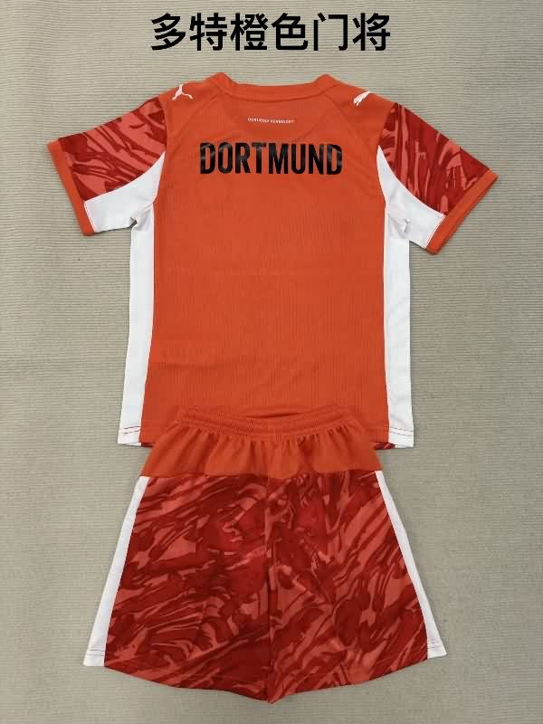 25/26 Dortmund Goalkeeper Orange Kids Soccer Jersey And Shorts