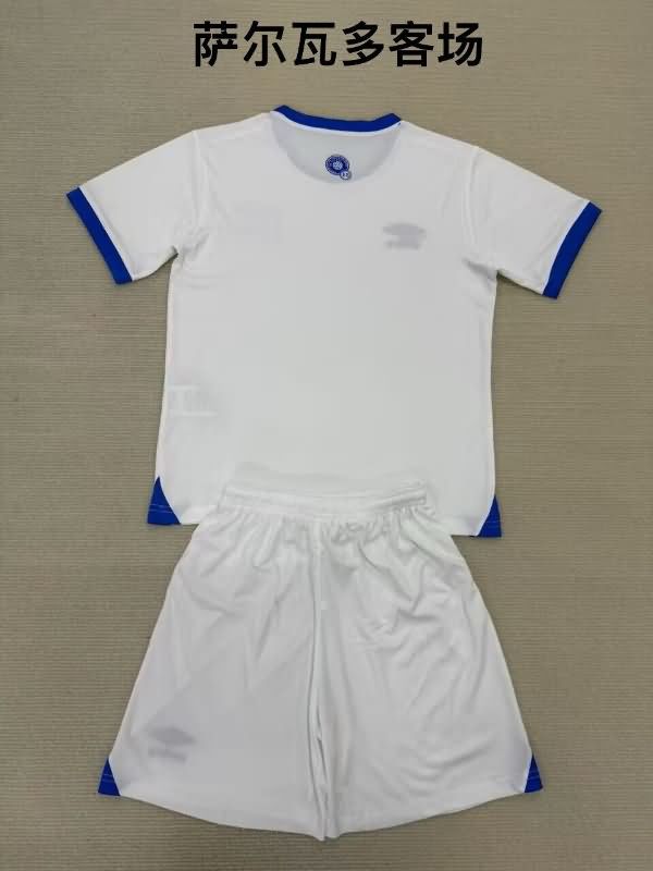 2025 El Salvador Away Kids Soccer Jersey And Shorts
