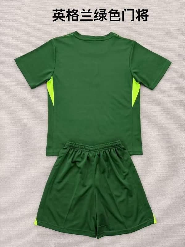 2025 England Goalkeeper Green Kids Soccer Jersey And Shorts