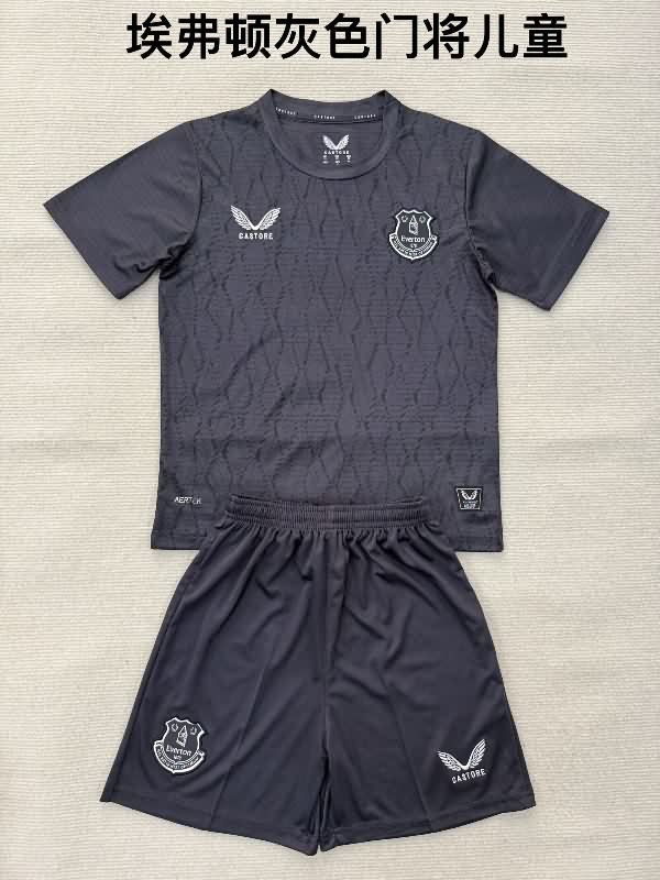 25/26 Everton Goalkeeper Dark Grey Kids Soccer Jersey And Shorts