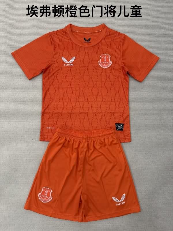 25/26 Everton Goalkeeper Orange Kids Soccer Jersey And Shorts