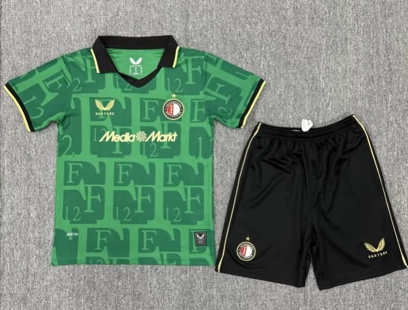 25/26 Feyenoord Fourth Kids Soccer Jersey And Shorts
