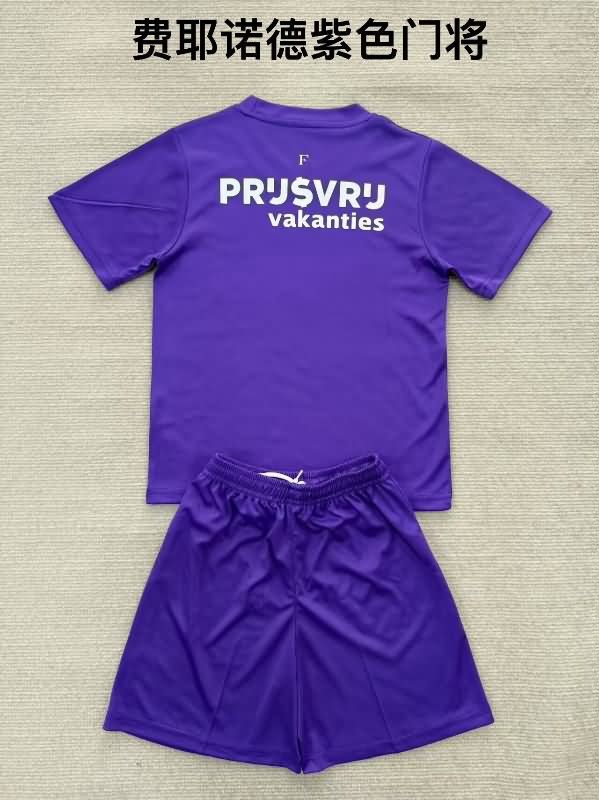 25/26 Feyenoord Goalkeeper Purple Kids Soccer Jersey And Shorts