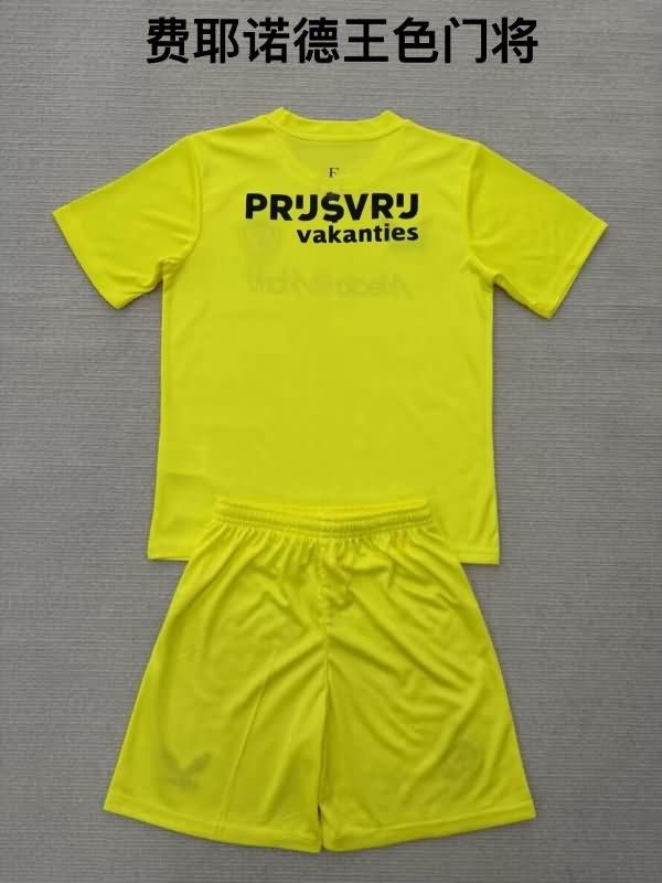 25/26 Feyenoord Goalkeeper Yellow Kids Soccer Jersey And Shorts