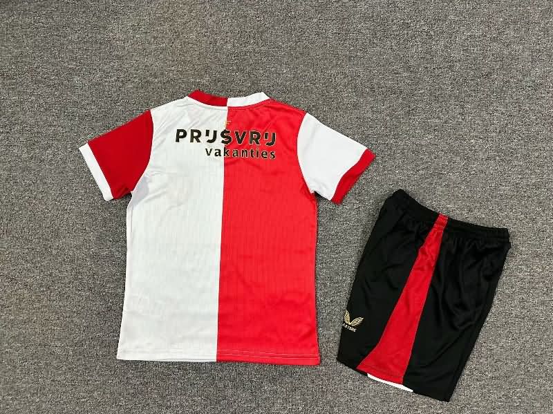 25/26 Feyenoord Home Kids Soccer Jersey And Shorts