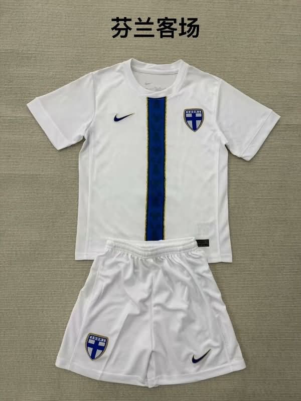 2025 Finland Home Kids Soccer Jersey And Shorts