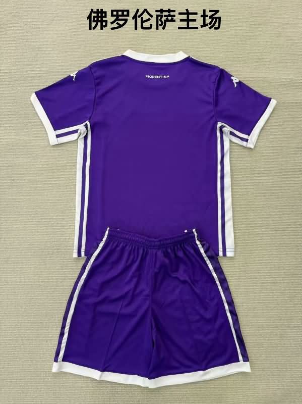25/26 Fiorentina Home Kids Soccer Jersey And Shorts