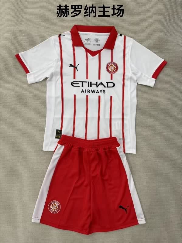 25/26 Girona Home Kids Soccer Jersey And Shorts