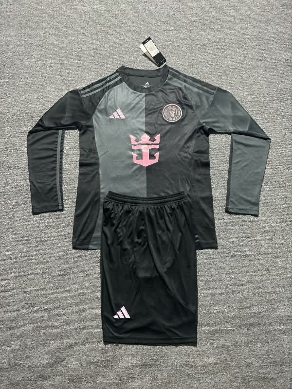 2025 Inter Miami Away Long Sleeve Kids Soccer Jersey And Shorts