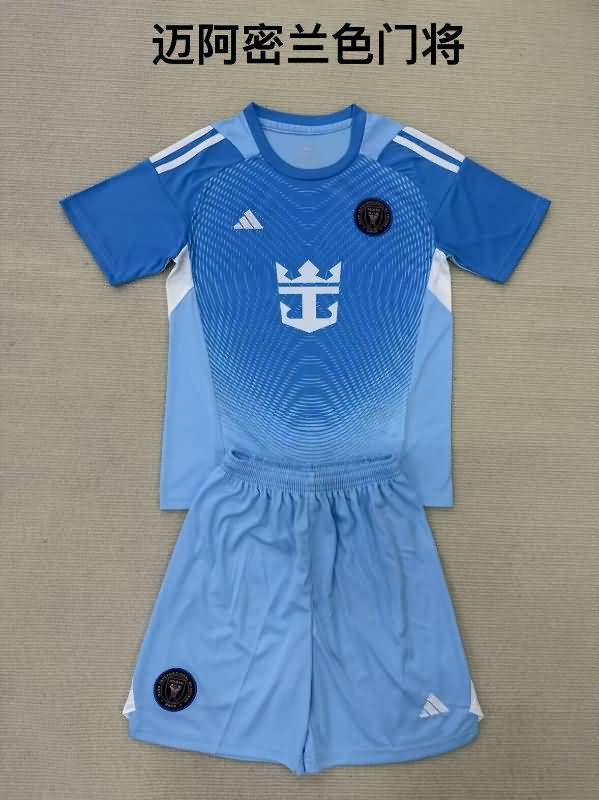 2025 Inter Miami Goalkeeper Blue Kids Soccer Jersey And Shorts