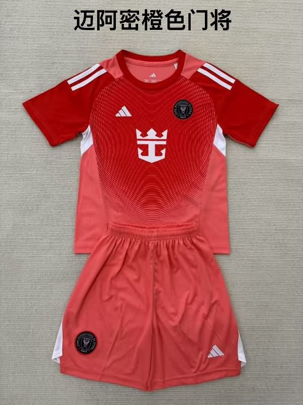 2025 Inter Miami Goalkeeper Red Kids Soccer Jersey And Shorts