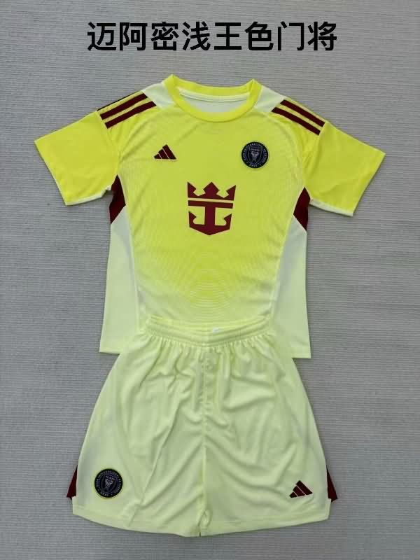 2025 Inter Miami Goalkeeper Yellow Kids Soccer Jersey And Shorts