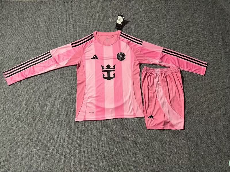 2025 Inter Miami Home Long Sleeve Kids Soccer Jersey And Shorts