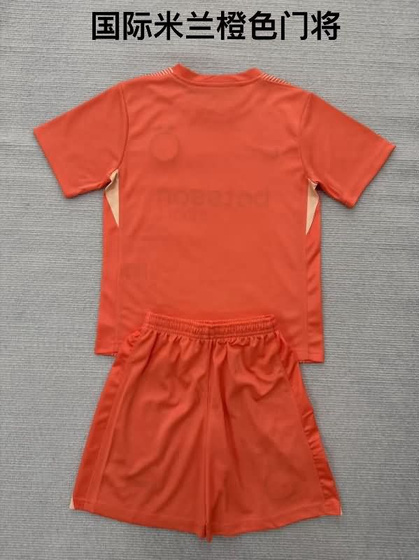 25/26 Inter Milan Goalkeeper Orange Kids Soccer Jersey And Shorts