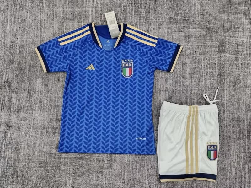 2025 Italy Home Kids Soccer Jersey And Shorts