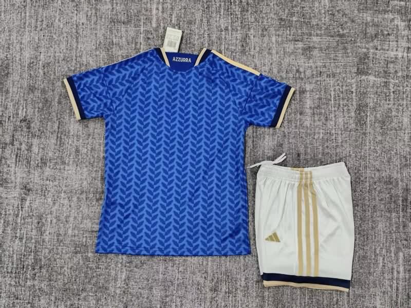 2025 Italy Home Kids Soccer Jersey And Shorts