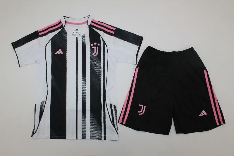 25/26 Juventus Home Kids Soccer Jersey And Shorts