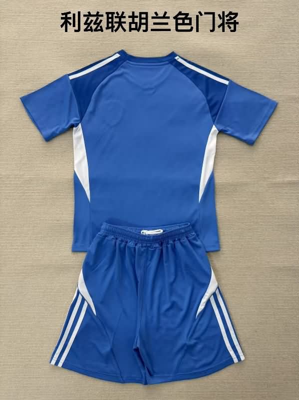 25/26 Leeds United Goalkeeper Blue Kids Soccer Jersey And Shorts