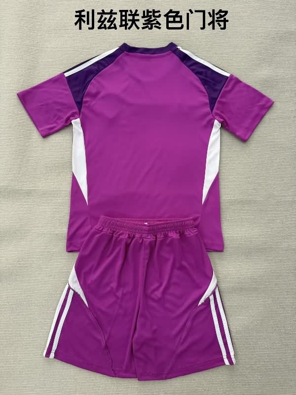 25/26 Leeds United Goalkeeper Purple Kids Soccer Jersey And Shorts