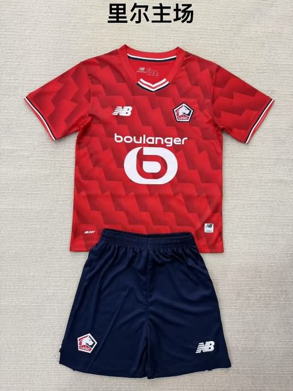 25/26 Lille Home Kids Soccer Jersey And Shorts