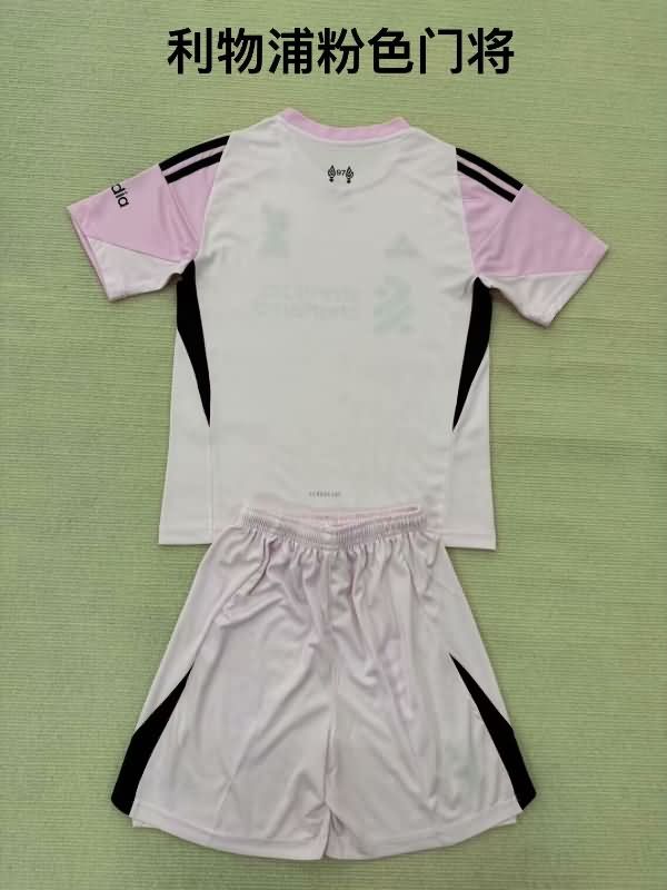 25/26 Liverpool Goalkeeper Pink Kids Soccer Jersey And Shorts