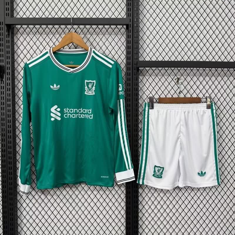 25/26 Liverpool Third Long Sleeve Kids Soccer Jersey And Shorts
