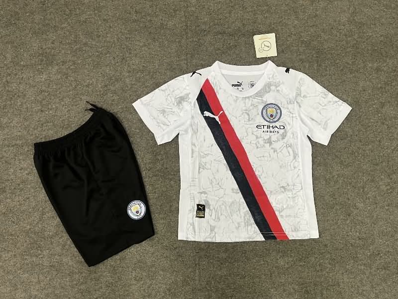 25/26 Manchester City Away Kids Soccer Jersey And Shorts