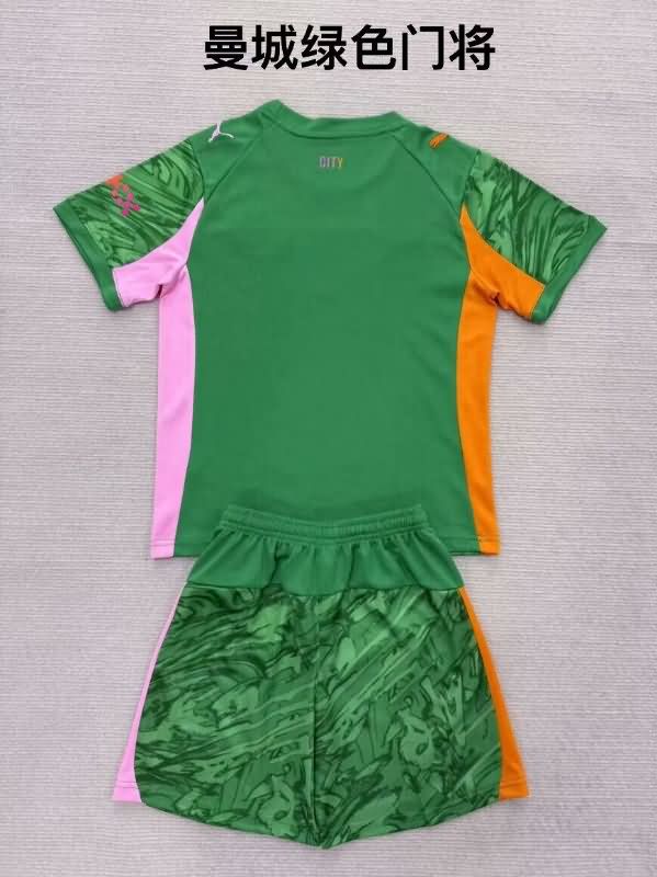 25/26 Manchester City Goalkeeper Green Kids Soccer Jersey And Shorts
