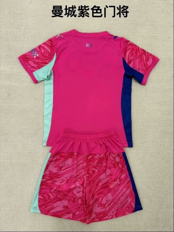 25/26 Manchester City Goalkeeper Pink Kids Soccer Jersey And Shorts