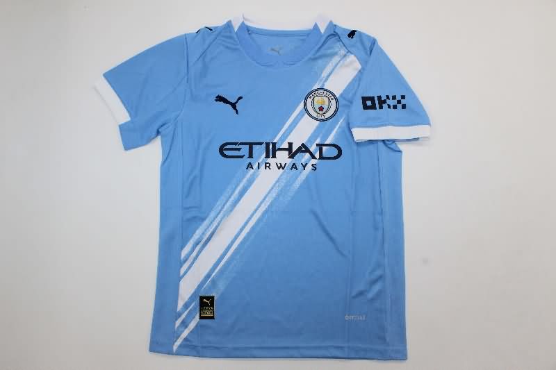 25/26 Manchester City Home Kids Soccer Jersey And Shorts