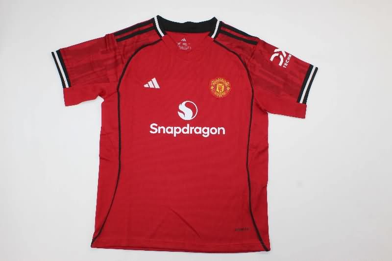 25/26 Manchester United Home Kids Soccer Jersey And Shorts