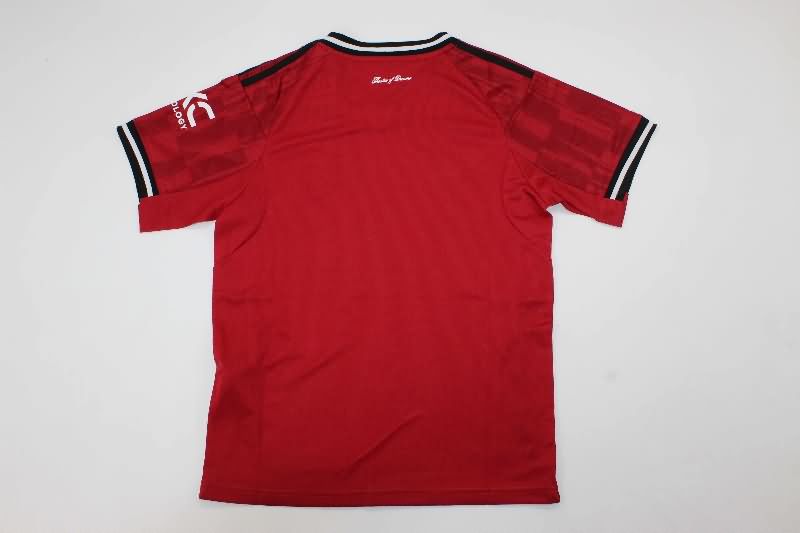 25/26 Manchester United Home Kids Soccer Jersey And Shorts
