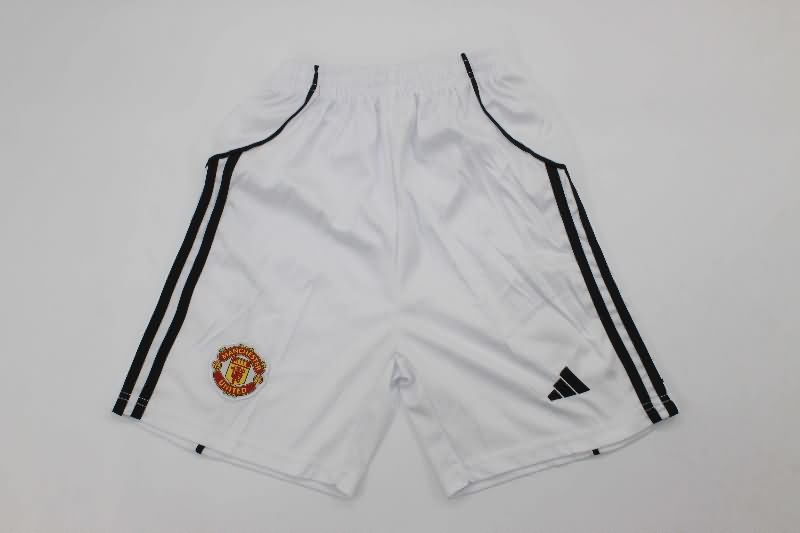 25/26 Manchester United Home Kids Soccer Jersey And Shorts Leaked