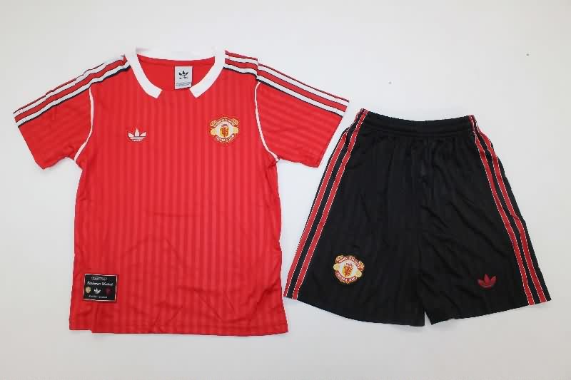 25/26 Manchester United Red Kids Soccer Jersey And Shorts