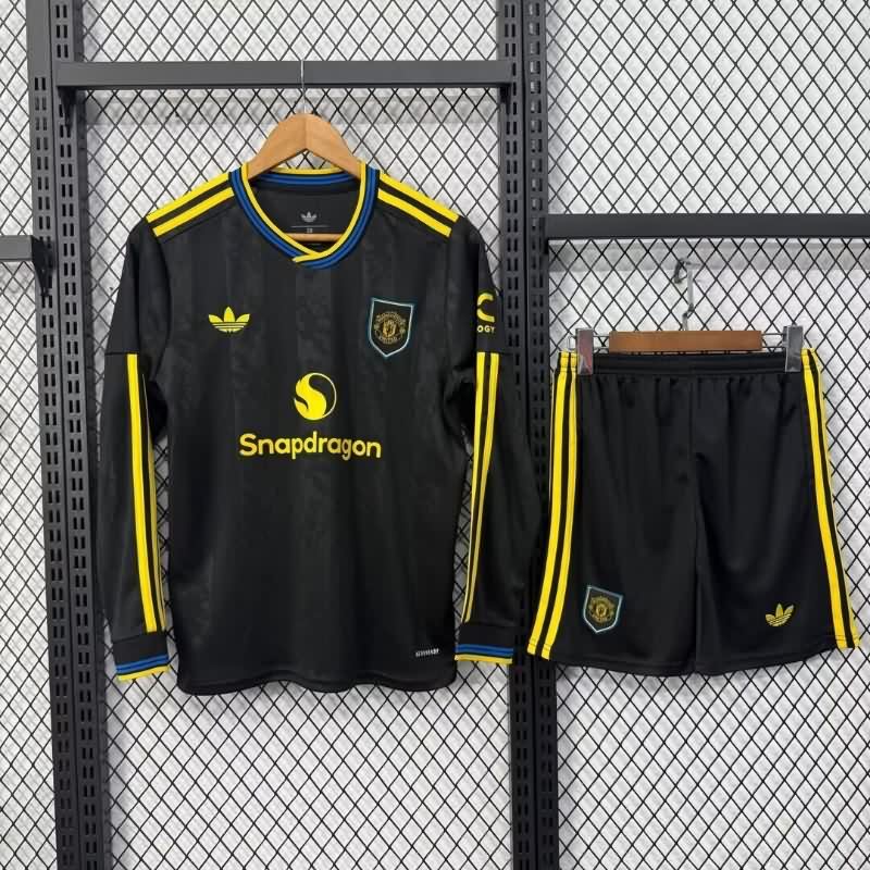 25/26 Manchester United Third Long Sleeve Kids Soccer Jersey And Shorts