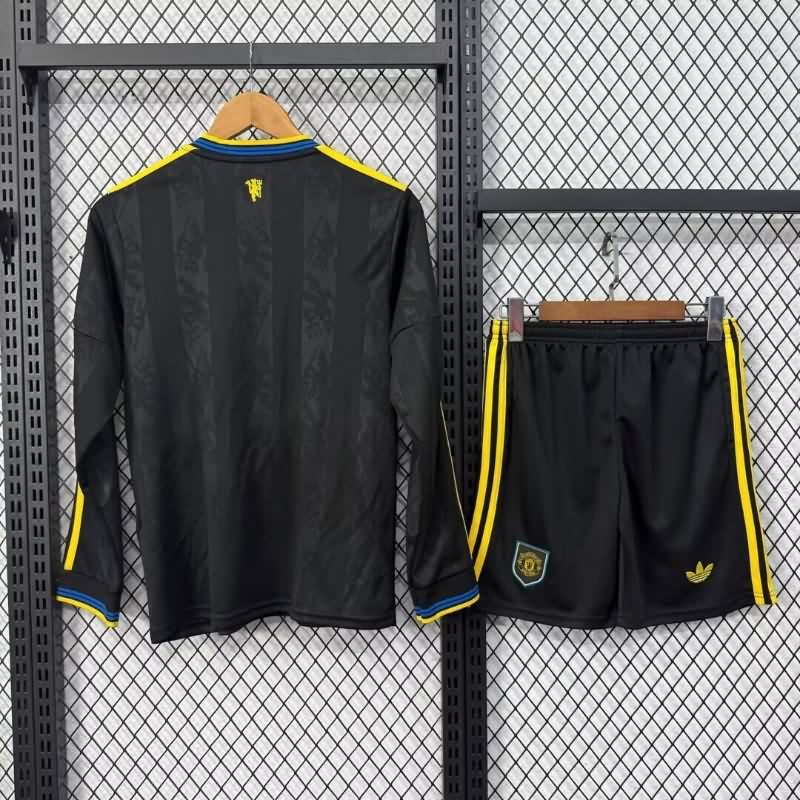 25/26 Manchester United Third Long Sleeve Kids Soccer Jersey And Shorts