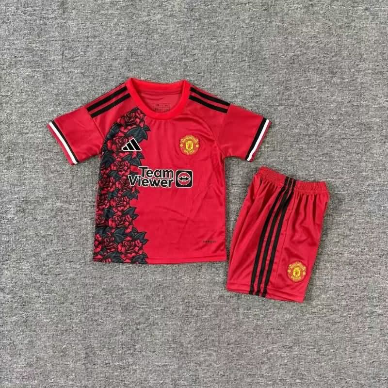 25/26 Manchester United Training Kids Soccer Jersey And Shorts
