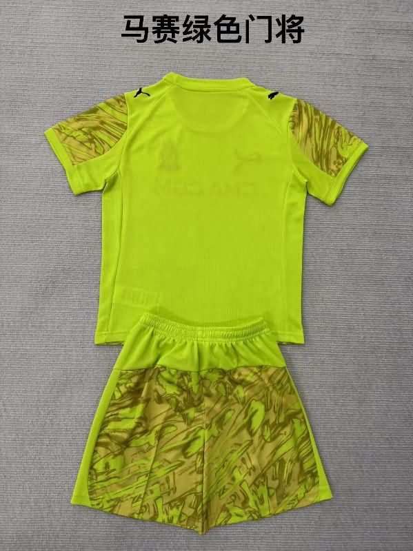 25/26 Marseilles Goalkeeper Green Kids Soccer Jersey And Shorts