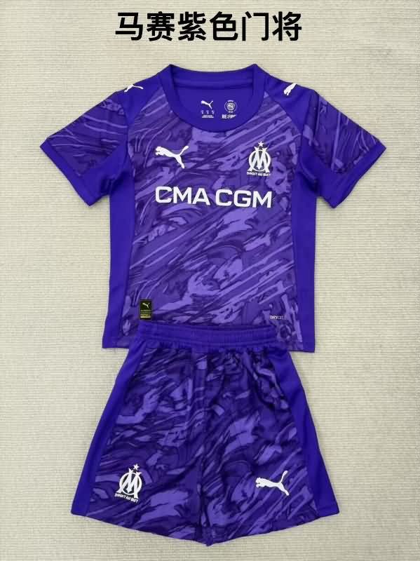 25/26 Marseilles Goalkeeper Purple Kids Soccer Jersey And Shorts