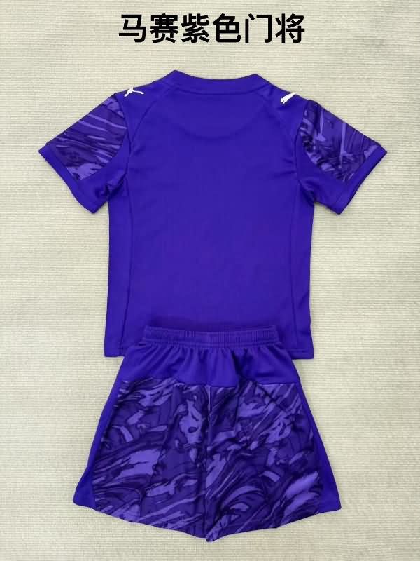 25/26 Marseilles Goalkeeper Purple Kids Soccer Jersey And Shorts