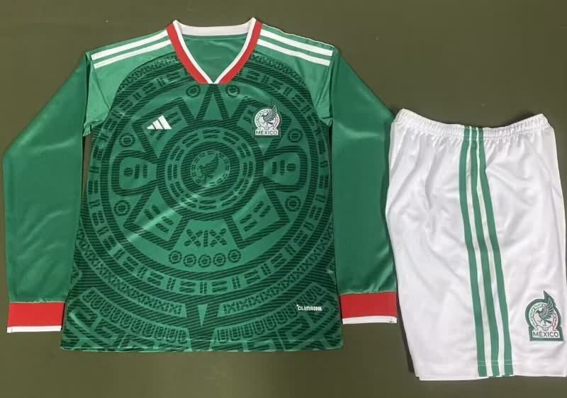 25/26 Mexico Home Long Sleeve Kids Soccer Jersey And Shorts
