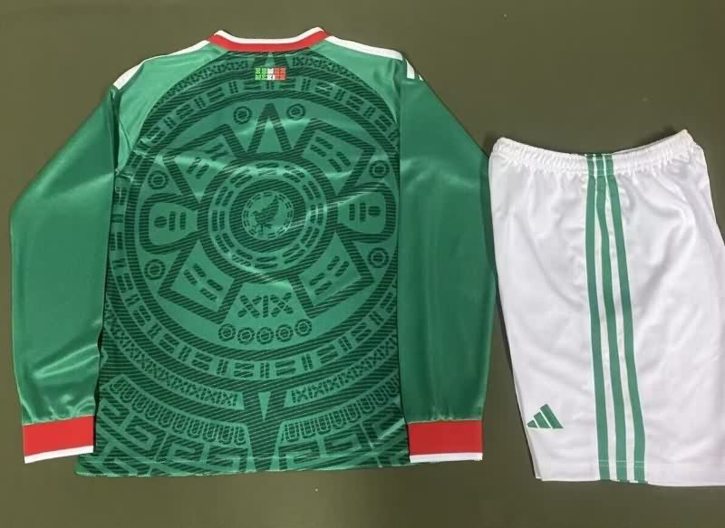 25/26 Mexico Home Long Sleeve Kids Soccer Jersey And Shorts