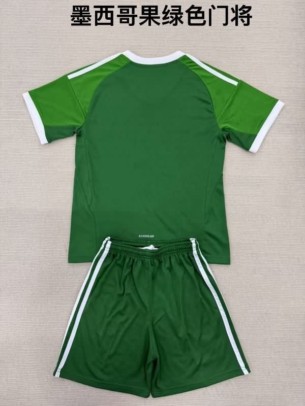 2025 Mexico Goalkeeper Green Kids Soccer Jersey And Shorts