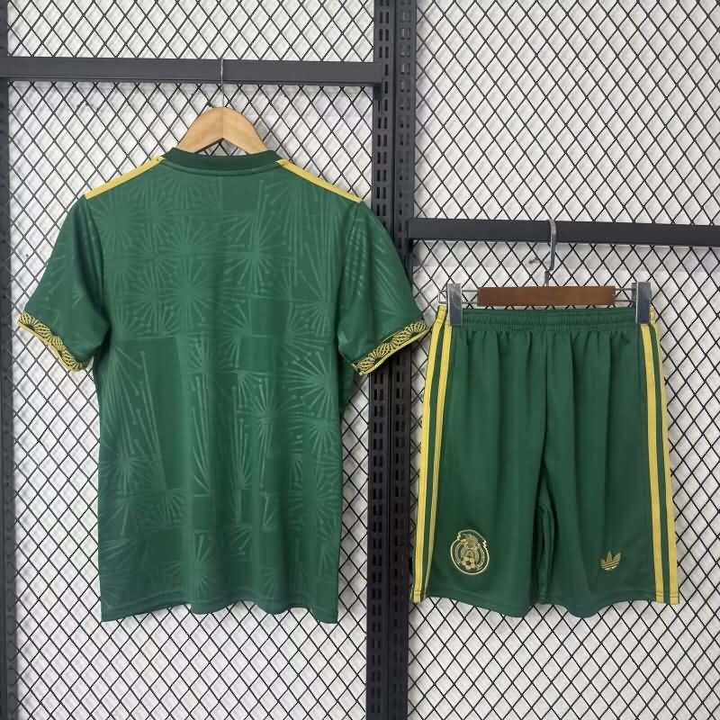 2025 Mexico Gold Cup Green Kids Soccer Jersey And Shorts