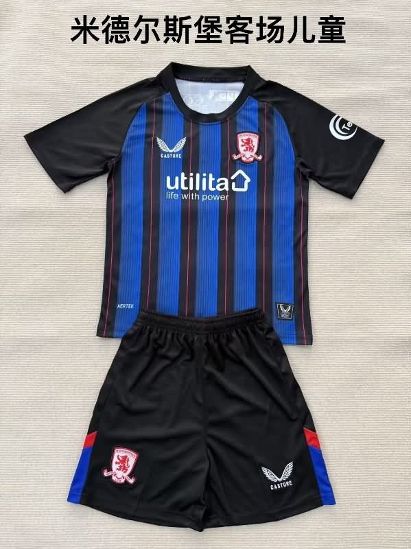 25/26 Middlesbrough Away Kids Soccer Jersey And Shorts