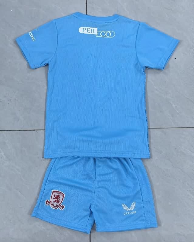 25/26 Middlesbrough Goalkeeper Blue Kids Soccer Jersey And Shorts