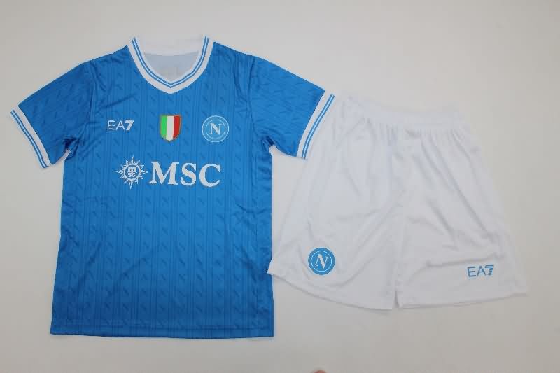 25/26 Napoli Home Kids Soccer Jersey And Shorts