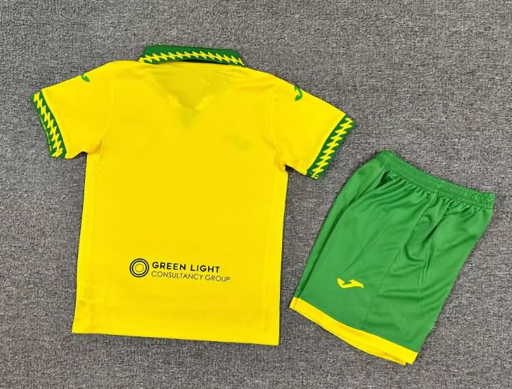 25/26 Norwich Home Kids Soccer Jersey And Shorts