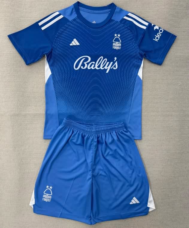 25/26 Nottingham Forest Goalkeeper Blue Kids Soccer Jersey And Shorts